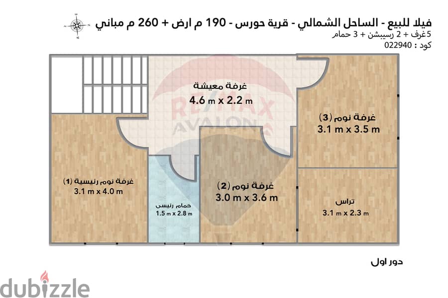 فيلا توين هاوس للبيع (حورس والرمال الذهبية) 190 م 5