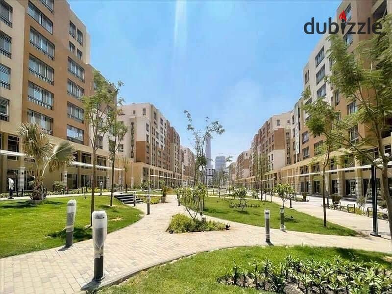 Two-room apartment for sale in the capital, in Al-Maqsad Compound, next to the Green River and in front of the iconic tower Only 5% down payment Prime 15