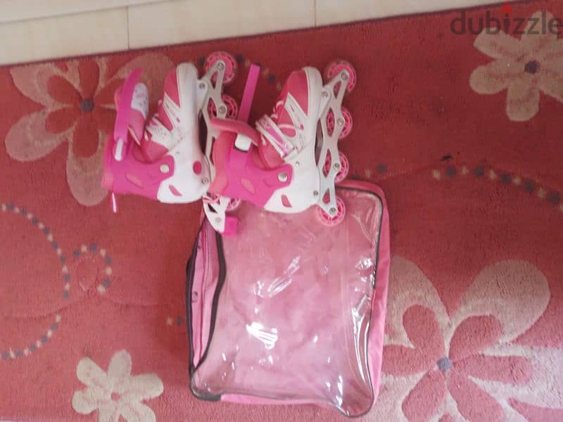 pink skates with pink bag roller blades (good condition) 3