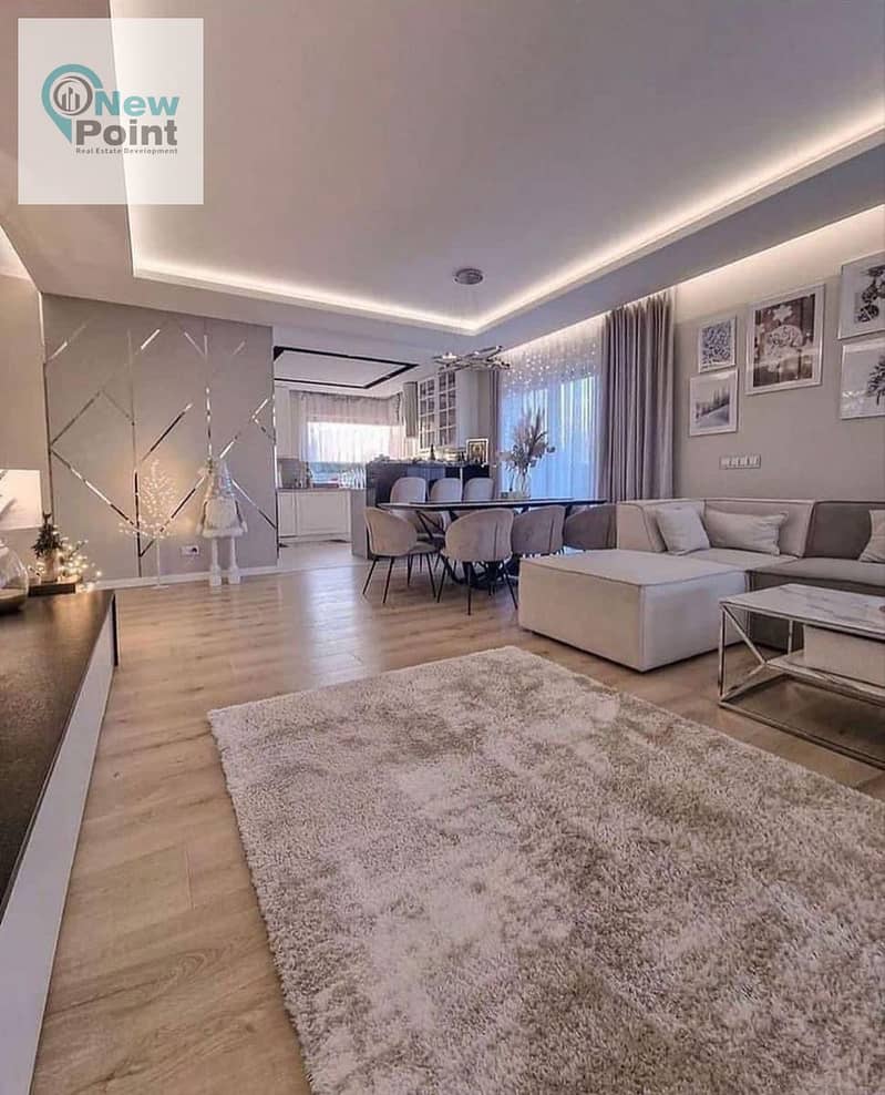 Ultra super deluxe finished apartment directly on the lagoon for sale in the most distinguished phase in Palm Hills New Cairo Compound, Cleo Phase 0