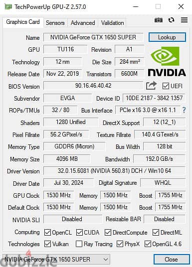 EVGA GeForce GTX 1650 SUPER SC ULTRA GAMING 7