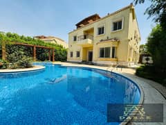 "Villa for sale in Madinaty, 4 bedrooms, special finishing, with a swimming pool, fully paid, golf view, with air conditioning. A great deal!"