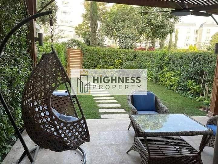 At a very special price, an apartment for sale, finished, ground floor, in Garden View Landscape, in Mostaqbal City, next to Madinaty and Bloomfields 4