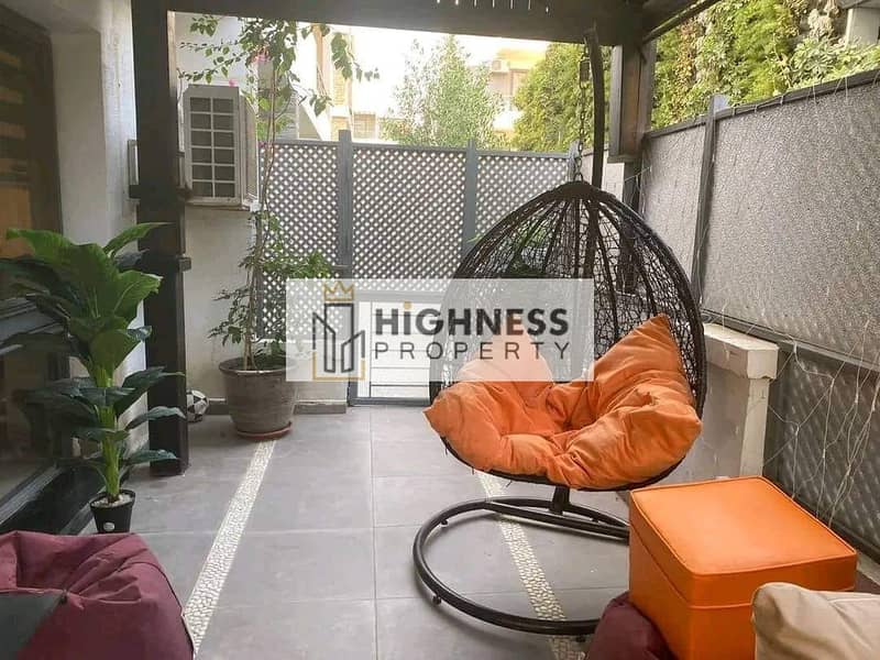 Latest apartment for sale, ground floor, garden, at a special price, area of ​​136 meters, garden of 128 meters in Taj City Compound,  New Cairo 3