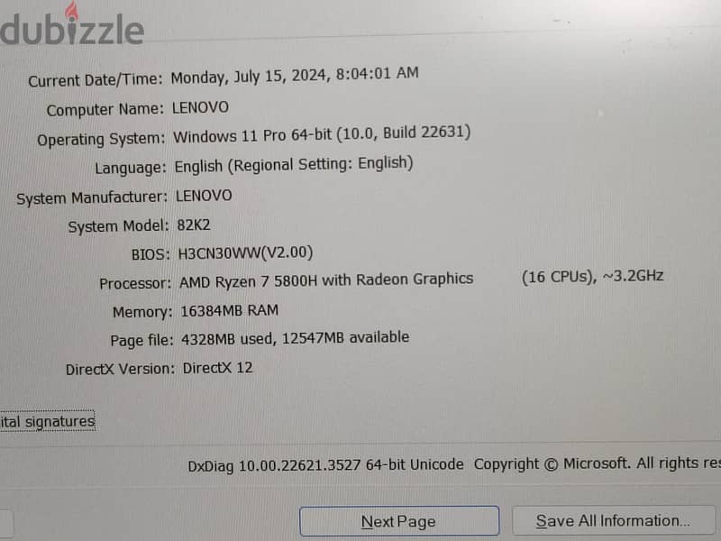 lenovo ryzen7+ nvidia gtx16504gb+amd 2gb+120hz+هاردين 7