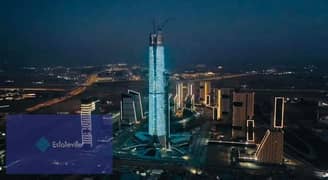 With a 15% discount, a skyscraper office in the Central Business District in front of the Iconic Tower and the Green River, first row on Bin Zayed Axi