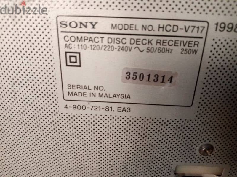 SONY. . HCD,V717. . . . . . 250وات. . . . ماليزى. . . بدون سماعات 4