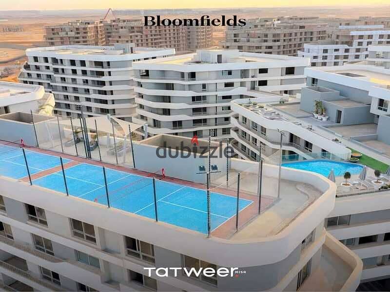 For sale, an apartment with a garden, 115 m, ready for delivery soon + convenient installments in Bloomfields, Mostakbal City, with Tatweer Misr 4