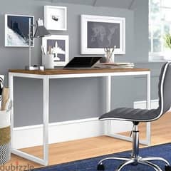 White Steel & Wood Desk 0