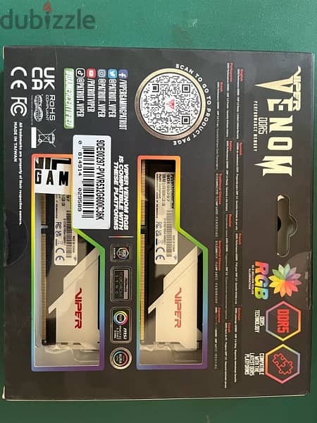 Patriot viper venom RGB DDR5 ram (2x16) 32GB 6000mhz kit 1