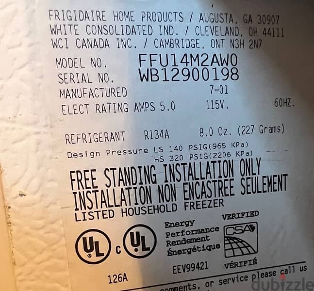 FRIGIDAIRE Deep Freezer ديب فريزر فريجيدير 5