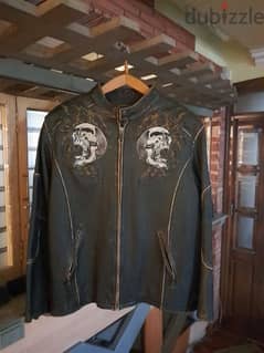 affliction brand jacket leather motorcycle handmade made in USA 100%