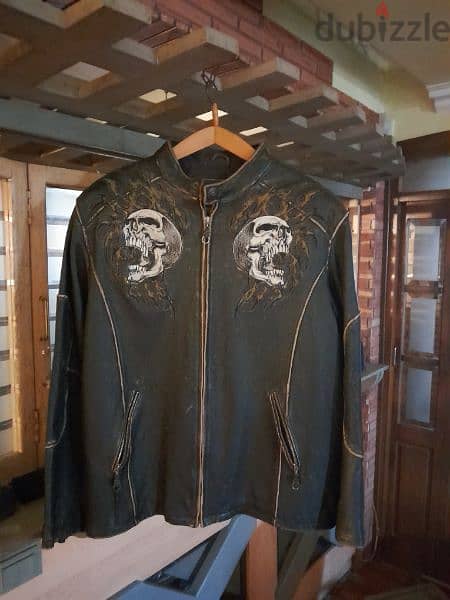 affliction brand jacket leather motorcycle handmade made in USA 100% 0