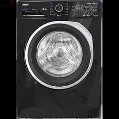 Perlamax 8kg frontload  black washing machine, pro-white steam