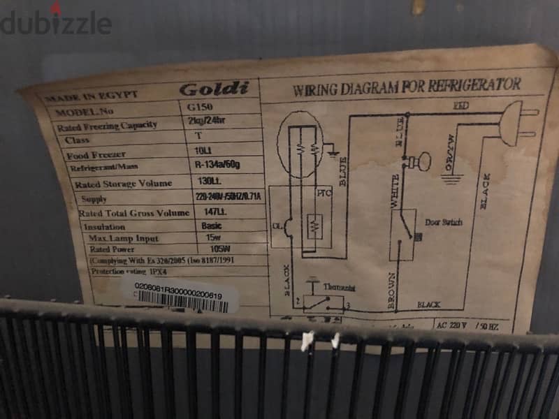 Goldi model no. G150 fridge 4