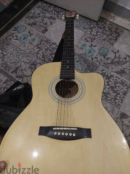 accoustic guitar used without any errors + strap + guitar case 1