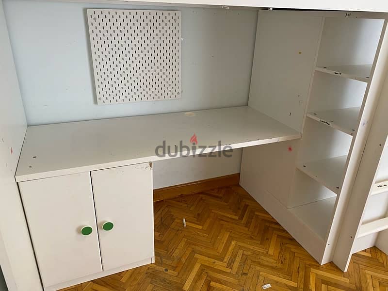 SMÅSTAD Loft bed frame w desk and storage, white, 90x200 cm 1