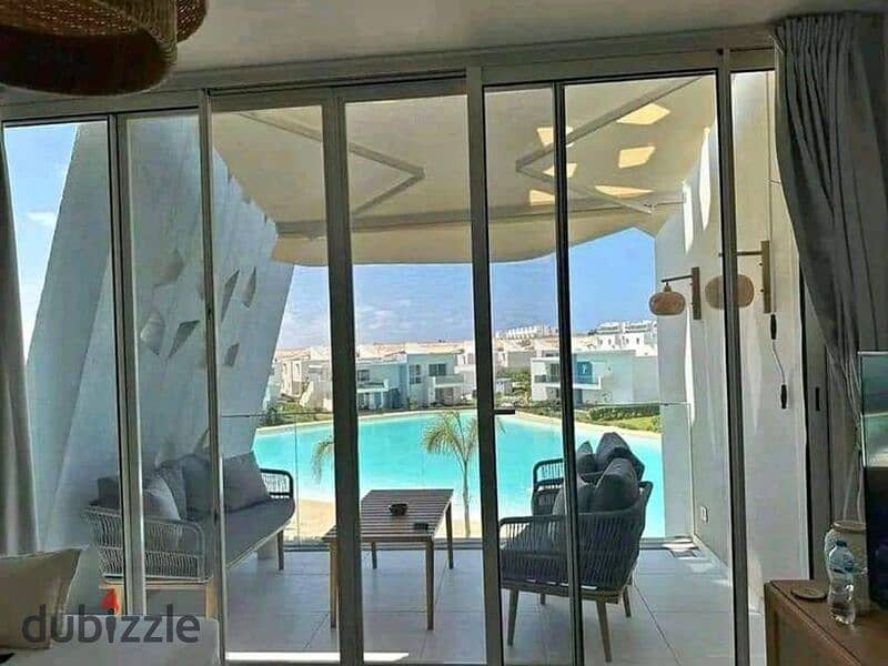 For sale, the last two-bedroom chalet, 127 m + garden, with a direct sea view, in Azha Ras El Hekma, New Alamein, with a 30% discount 4