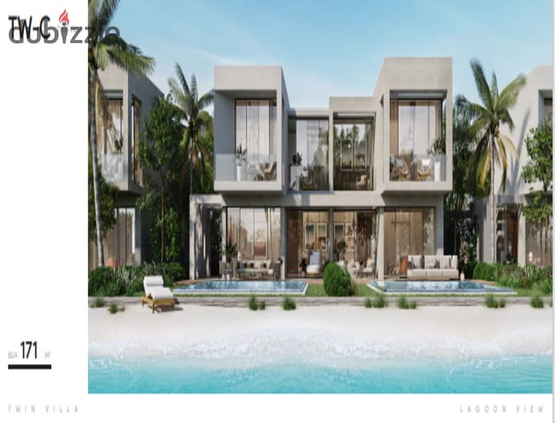 Townhouse 180 SQM for sale first row lagoon in Azha North 3