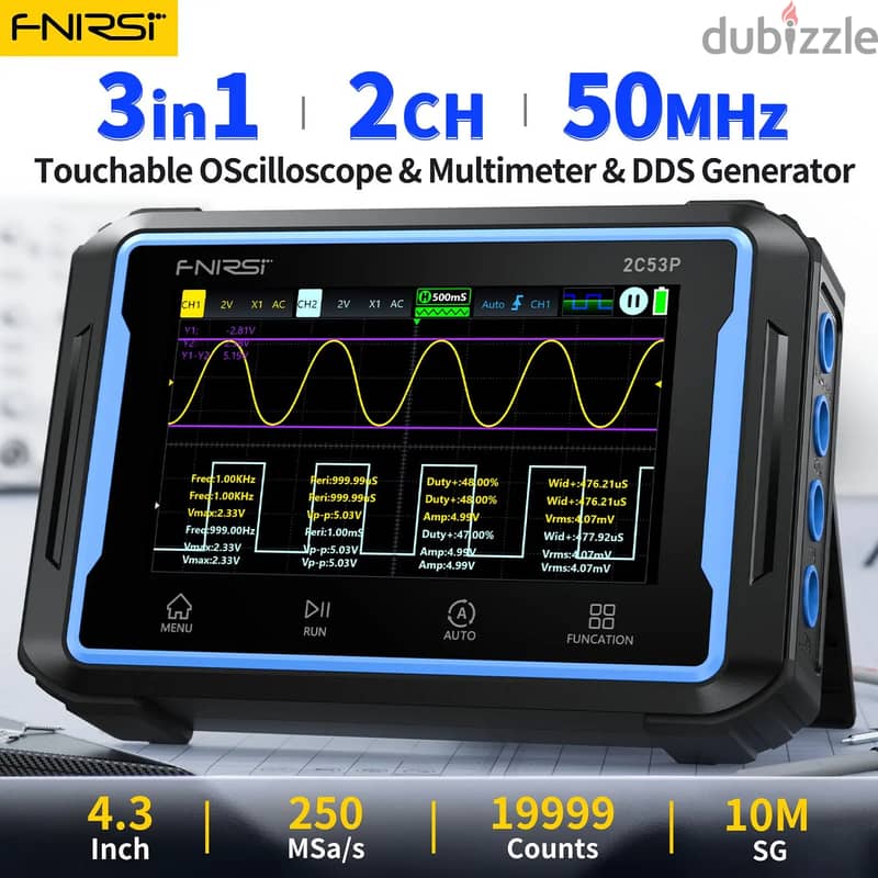 FNIRSI 2C53P Touch Screen Digital Oscilloscope+Multimeter+Signal Gene 0