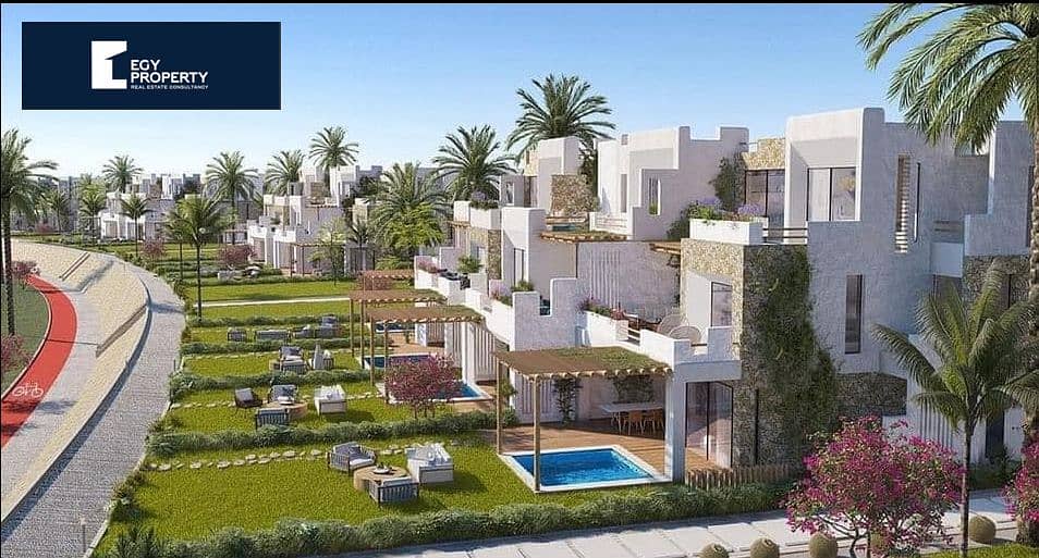 With 5% down payment own your Fully Finished Twin house with private pool now in New North Coast in Mar bay Ras El Hekma 1