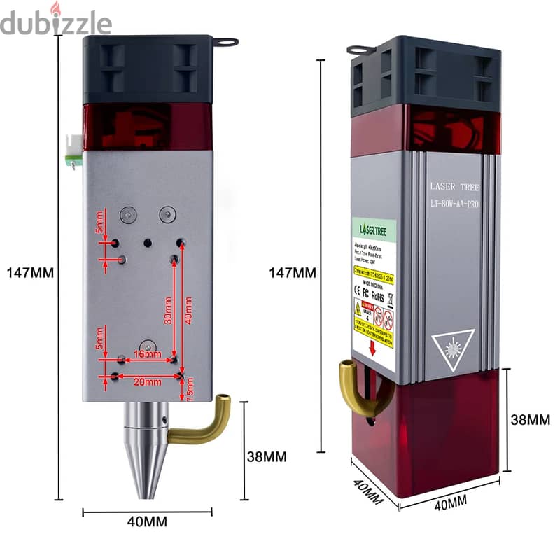 LASER TREE 80W High Power Laser Module with Air Assist Metal Nozzle T 2