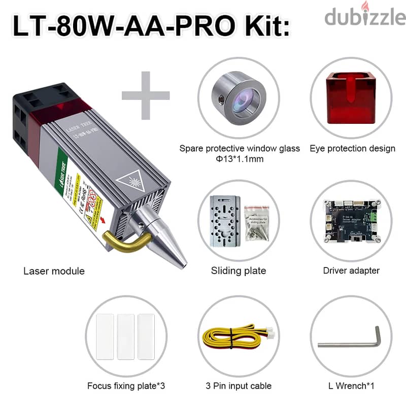 LASER TREE 80W High Power Laser Module with Air Assist Metal Nozzle T 6