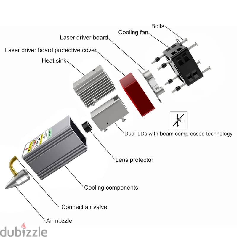 LASER TREE 80W High Power Laser Module with Air Assist Metal Nozzle T 7