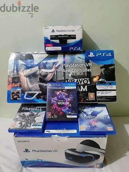 playstation VR+aimcontroller"Bravoteam"+3games(يمكن طلب كل قطعه منفصله 0