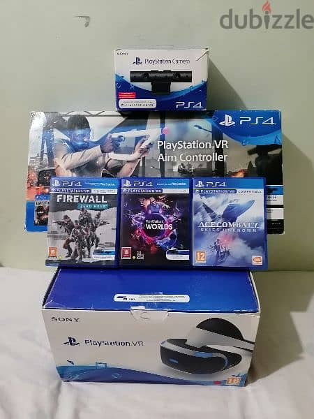 playstation VR+aimcontroller"Bravoteam"+3games(يمكن طلب كل قطعه منفصله 1