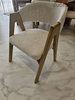 6 Dining chairs, beech wood and linen 0