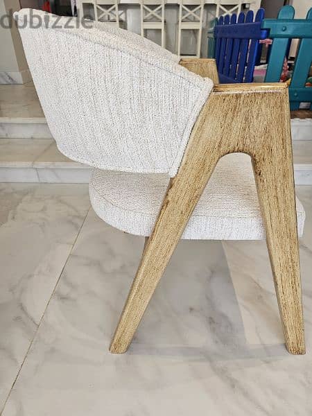 6 Dining chairs, beech wood and linen 2