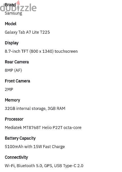 Samsung Galaxy tab A7 Lite T225N 4