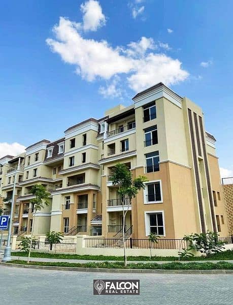 With a down payment of 557 thousand for sale, an apartment of 112 m on the landscape in front of Madinaty in Sarai New Cairo Compound, 8 years install 4