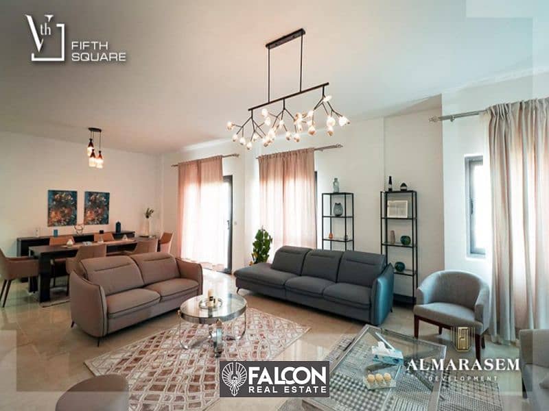 Immediate delivery of a 160 sqm apartment, “finished with air conditioners”, for sale in the heart of Fifth Settlement, Direct, on Teseen Street, in F 2