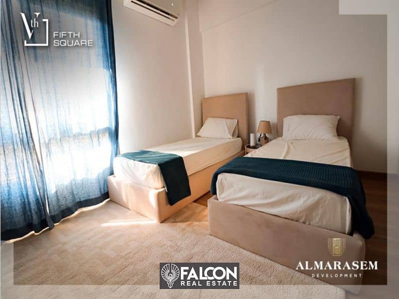 Immediate delivery of a 160 sqm apartment, “finished with air conditioners”, for sale in the heart of Fifth Settlement, Direct, on Teseen Street, in F 3