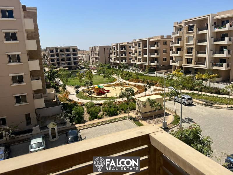 For sale after discount, an apartment with a garden in front of Cairo Airport and next to the Marriott Hotel in Taj City, New Cairo 3