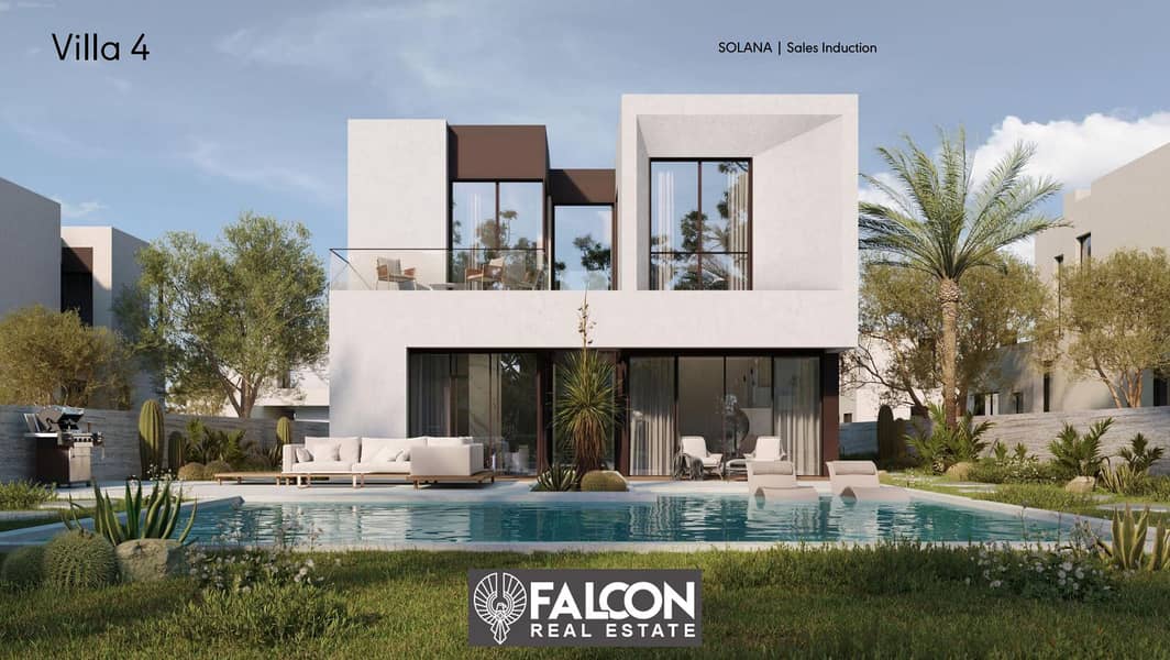 Villa For Sale with a 5% down payment,  390 meter, fully finished villa in Sheikh Zayed, Solana ora Compound. 4