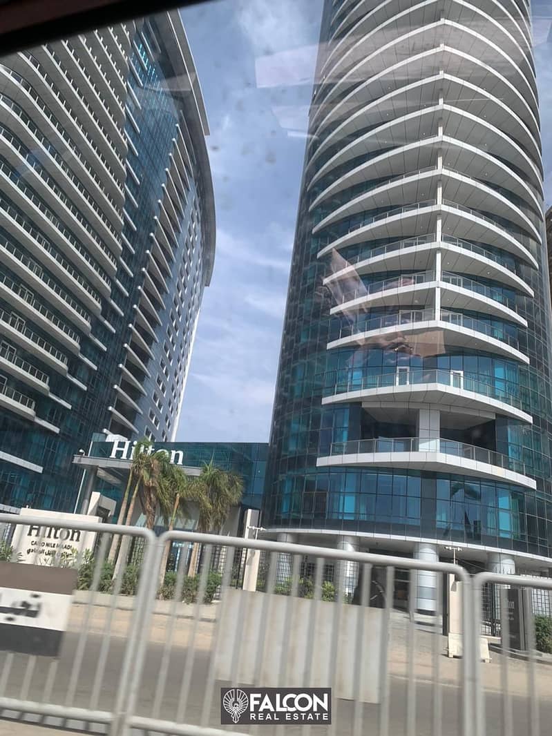 Apartment for sale in Hilton Towers, immediate receipt, fully finished +ECs, first row on the Nile, in installments over 4 years without interest 5