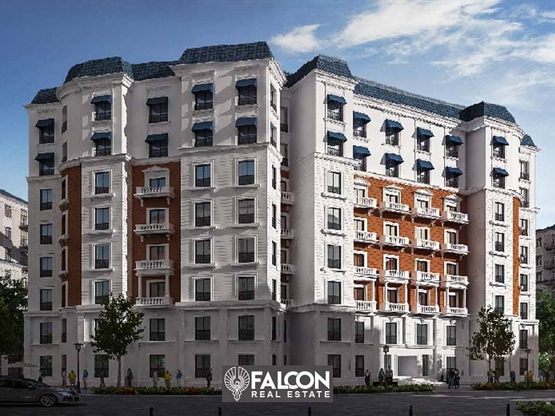 First row apartment on the Lagoon, ready for viewing, fully finished, distinguished, in installments, for sale in the Latin Quarter, New Alamein City 4