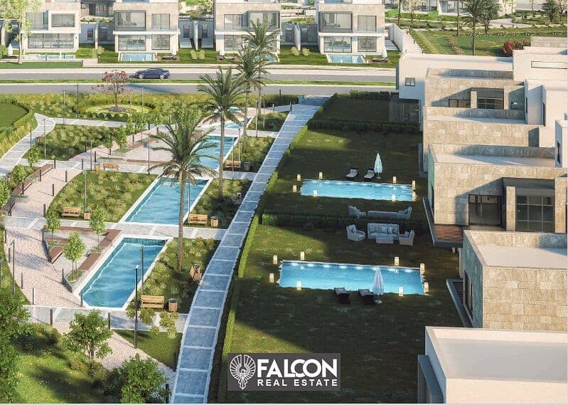 A very elegant, fully finished apartment of 124 meters, with a fabulous view, swimming pools and landscape, in the Karma Kay compound in Sheikh Zayed. 9