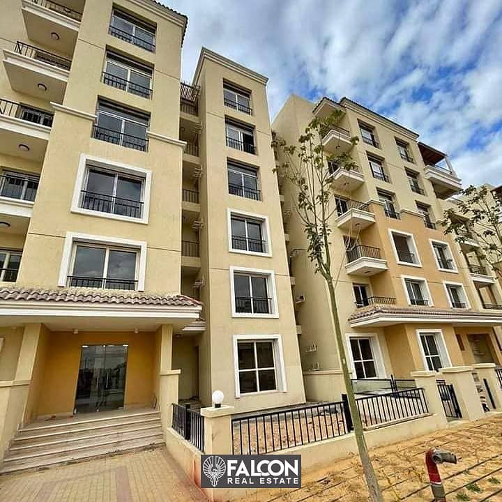 Ground floor apartment 111 sqm + garden 129 sqm, 42% discount in the Fifth Settlement, directly on the Suez Road, Sarai New Cairo Compound 3