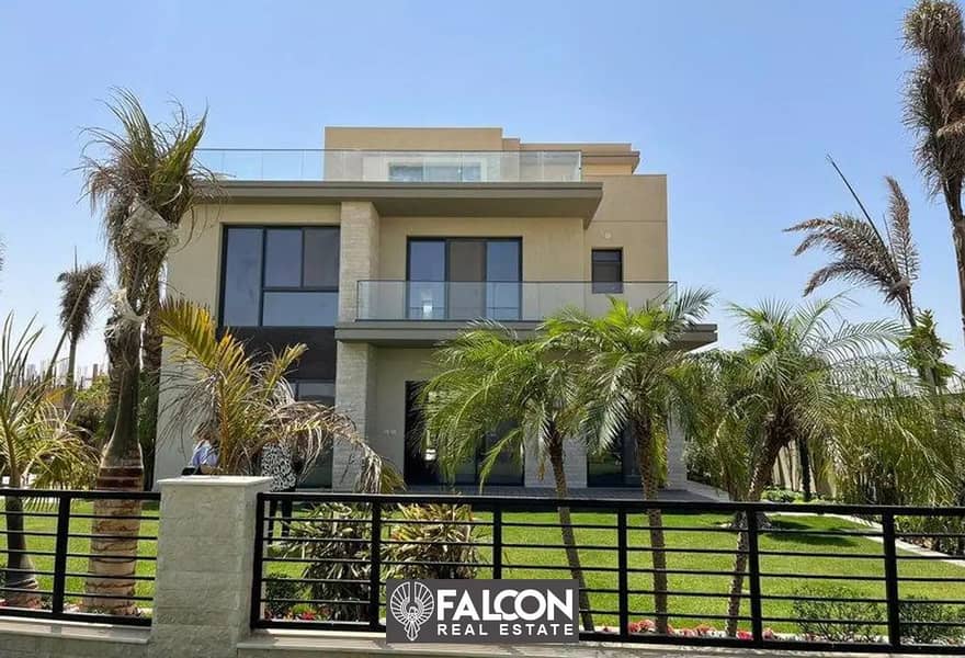 A luxury villa for sale in the most prestigious compound in Sheikh Zayed, the most beautiful view in Zayed, in the Sodic The Estates 0