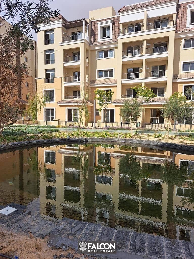 For sale, an apartment in a garden (with a 42% cash discount) in the heart of New Cairo, in Saray, next to Madinaty 3