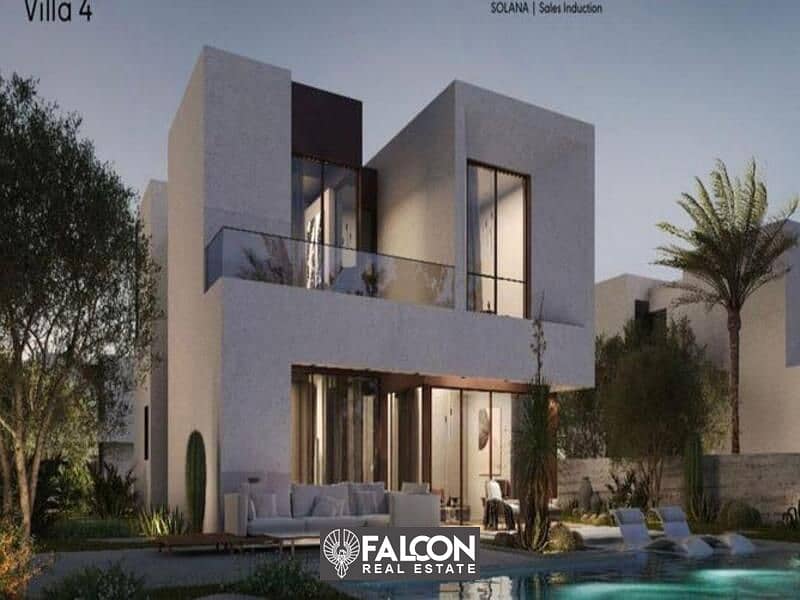 3-storey luxury villa for sale, fully finished with air conditioners, in Solana Sheikh Zayed, by Naguib Sawiris, next to SODIC 6