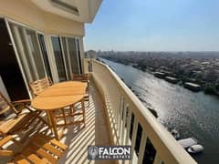 For sale, a hotel apartment directly on the Nile, with mandatory rent, fully finished with furniture and air conditioners, in installments