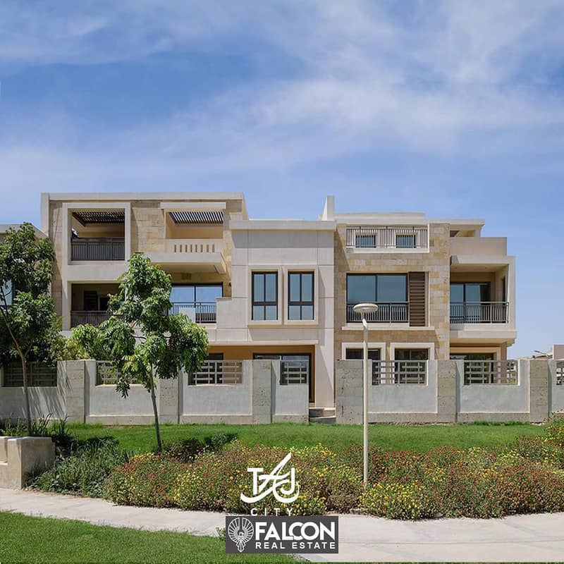 Townhouse villa [corner] on Suez Road with installments over 8 years in Taj City 8