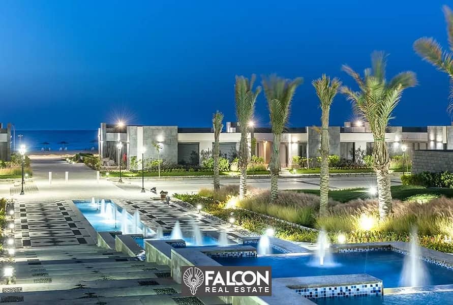 First row on Crystal Lagoon chalet 140 sqm [finishing + air conditioning] in the most prestigious village on the North Coast, La Vista Ras El Hekma 9