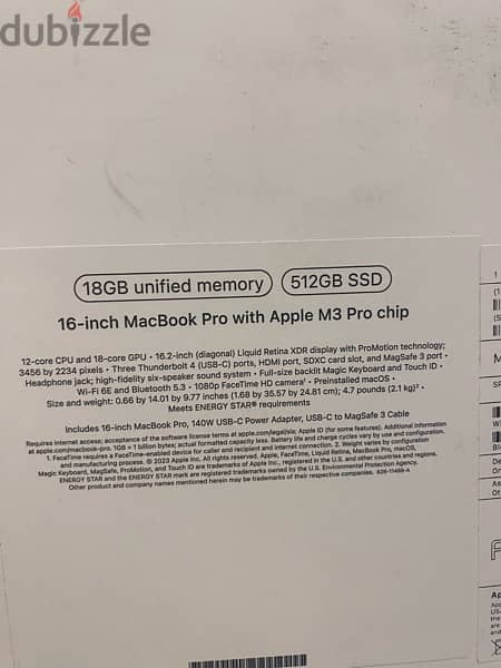 MacBook Pro 16 inch M3 pro 512 GB 18 Ram 1