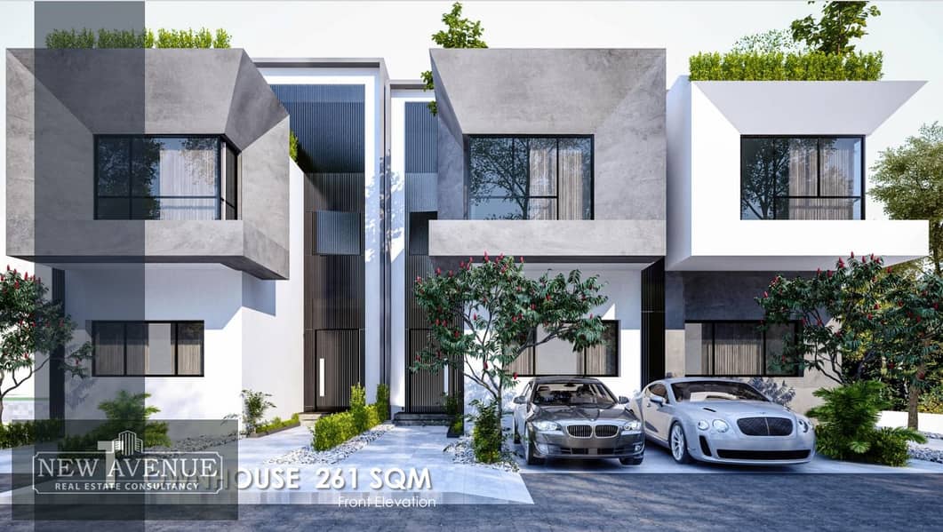 Townhouse middle view landscape at Al Qamzi - Eastshire New Cairo 1